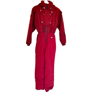 Nils Vintage 90s Women's Ski Suit One Piece Snowsuit Red Retro Gaper USA Sz 12